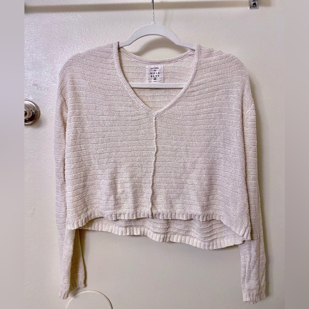 Billabong Everyday Cropped V-Neck Sweater (Creamy Oat)
